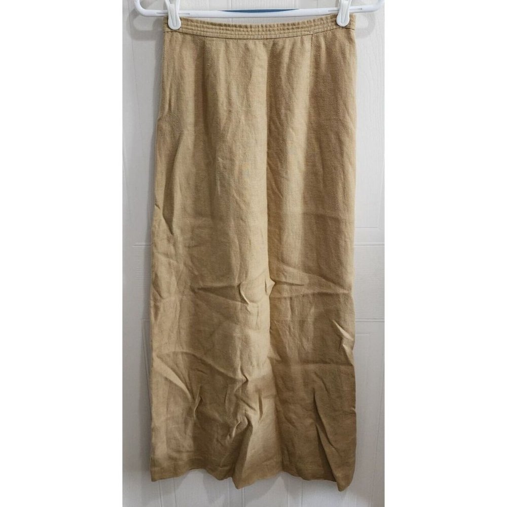 Vtg Banana Republic Women's Maxi Skirt Beige 100% Linen Modest Minimalist Size 4